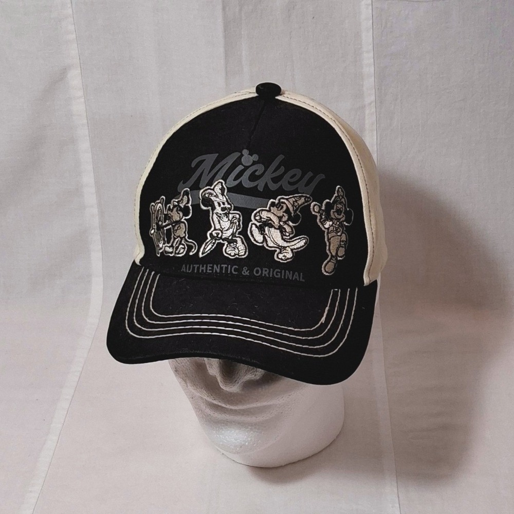 Disney Parks Mickey Mouse Evolution Baseball Cap Black Cream Adjustable Hat